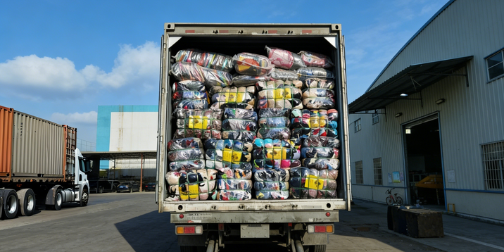 used clothing bales container loading export shipping